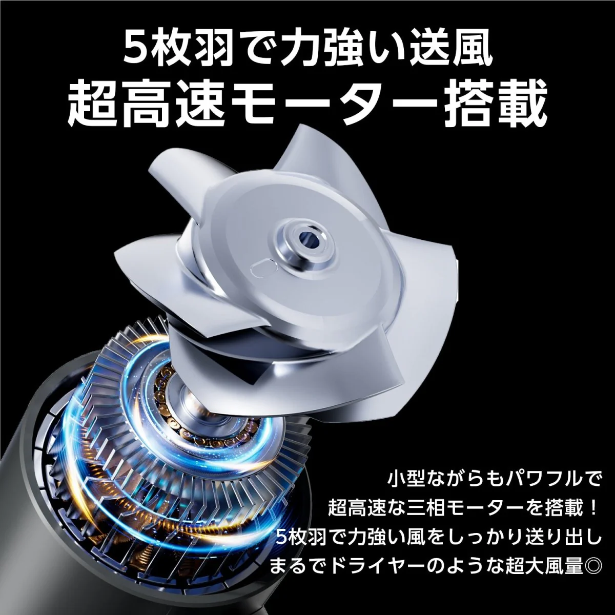 高速ハンディファン 100段階の無段階風量コントロール搭載 - Image 5