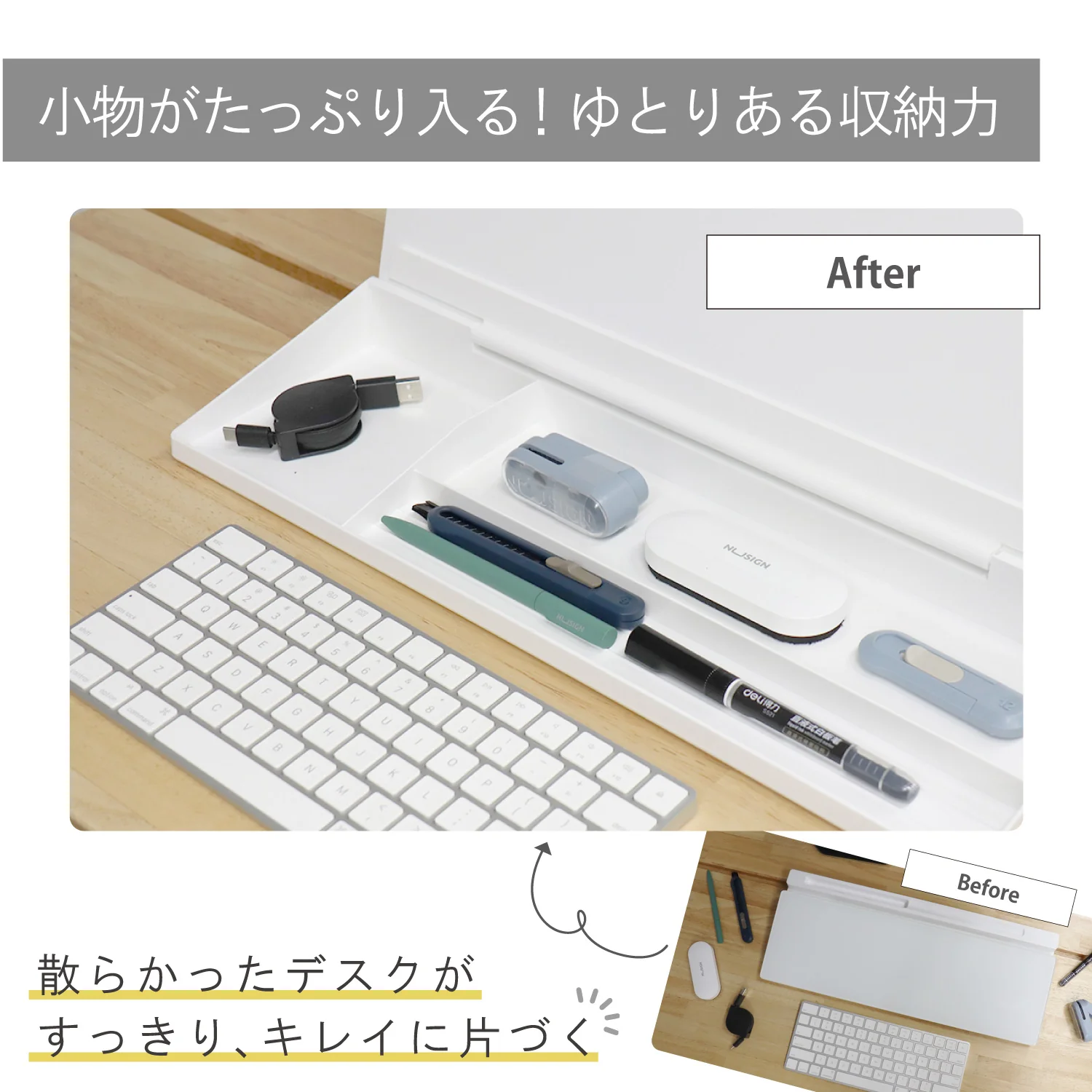 Nusign 卓上収納つき デスクホワイトボード (デスクオーガナイザー) - Image 4