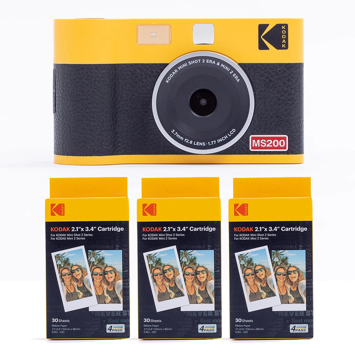 Kodak Mini Shot 2 ERA インスタントカメラ イエロー＋専用インクカートリッジ ICRG-230 54×86mm 1パック10枚 x 3入り(30枚) 3個セット コダック
