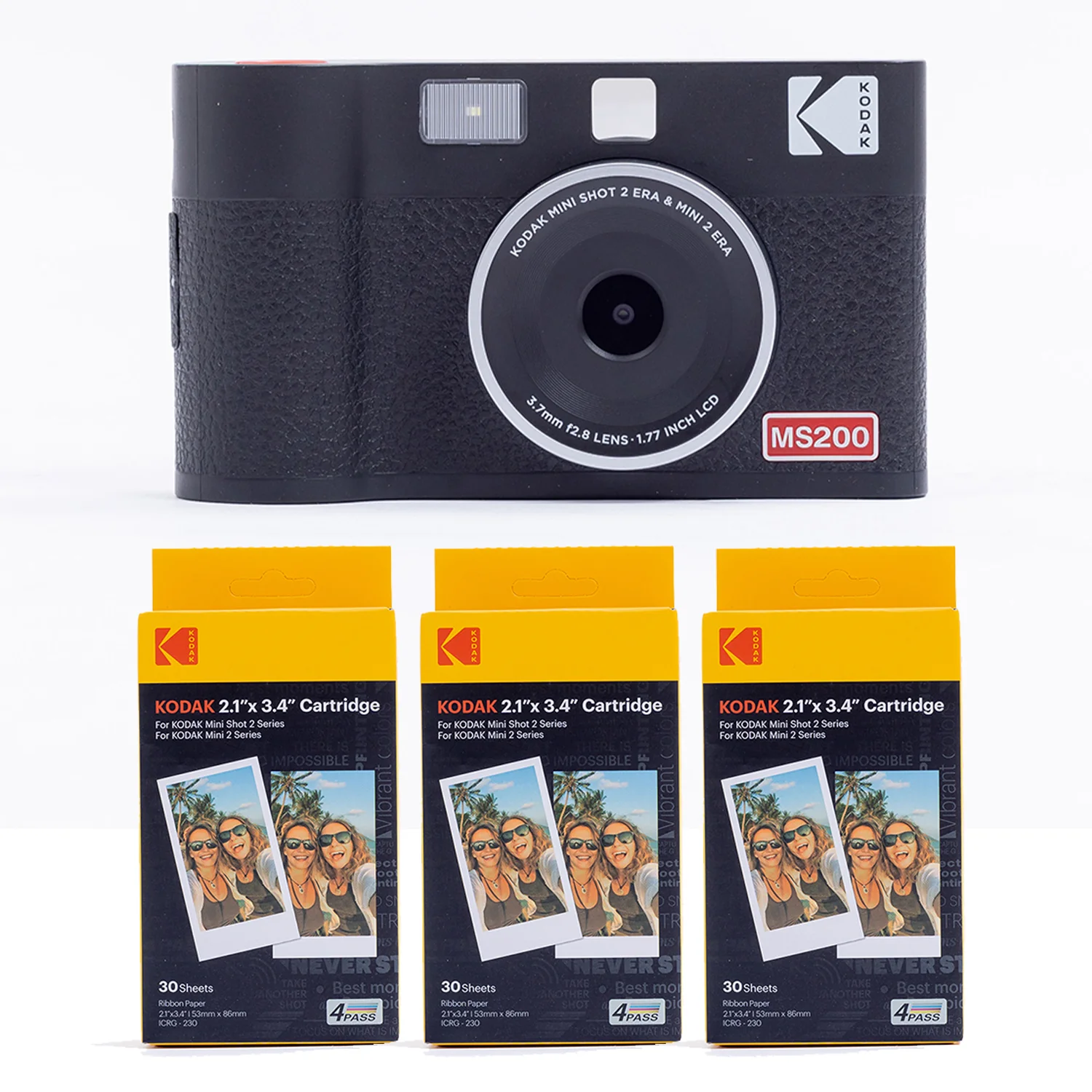 Kodak Mini Shot 2 ERA インスタントカメラ ブラック＋専用インクカートリッジ ICRG-230 54×86mm 1パック10枚 x 3入り(30枚) 3個セット コダック