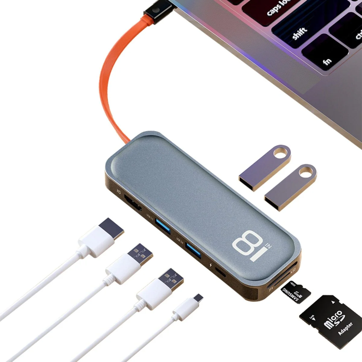 USBハブ 8in1 Type-C HDMI USB-A3.0 SDカード TFカード（microSDカード）対応 - Image 11