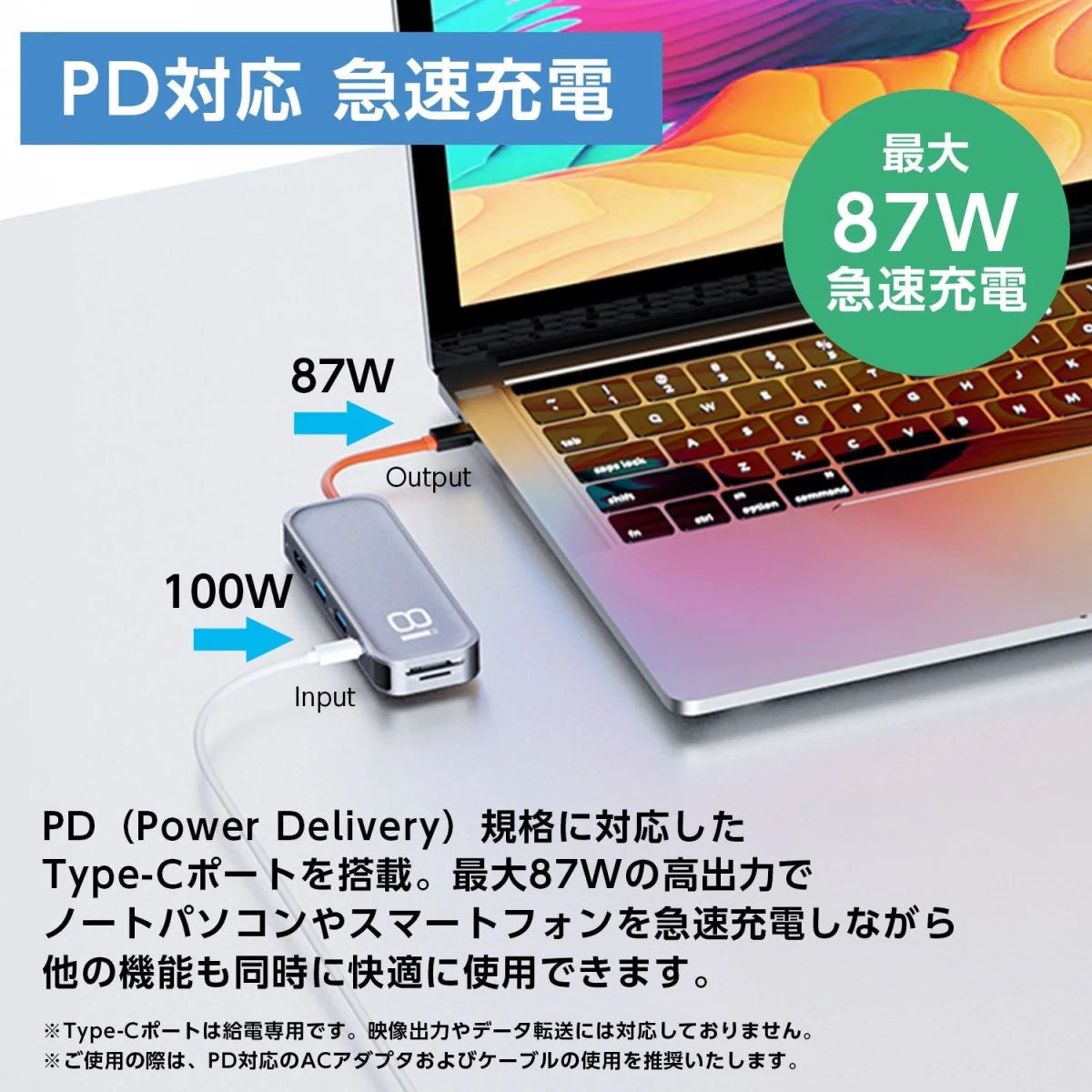 USBハブ 8in1 Type-C HDMI USB-A3.0 SDカード TFカード（microSDカード）対応 - Image 4