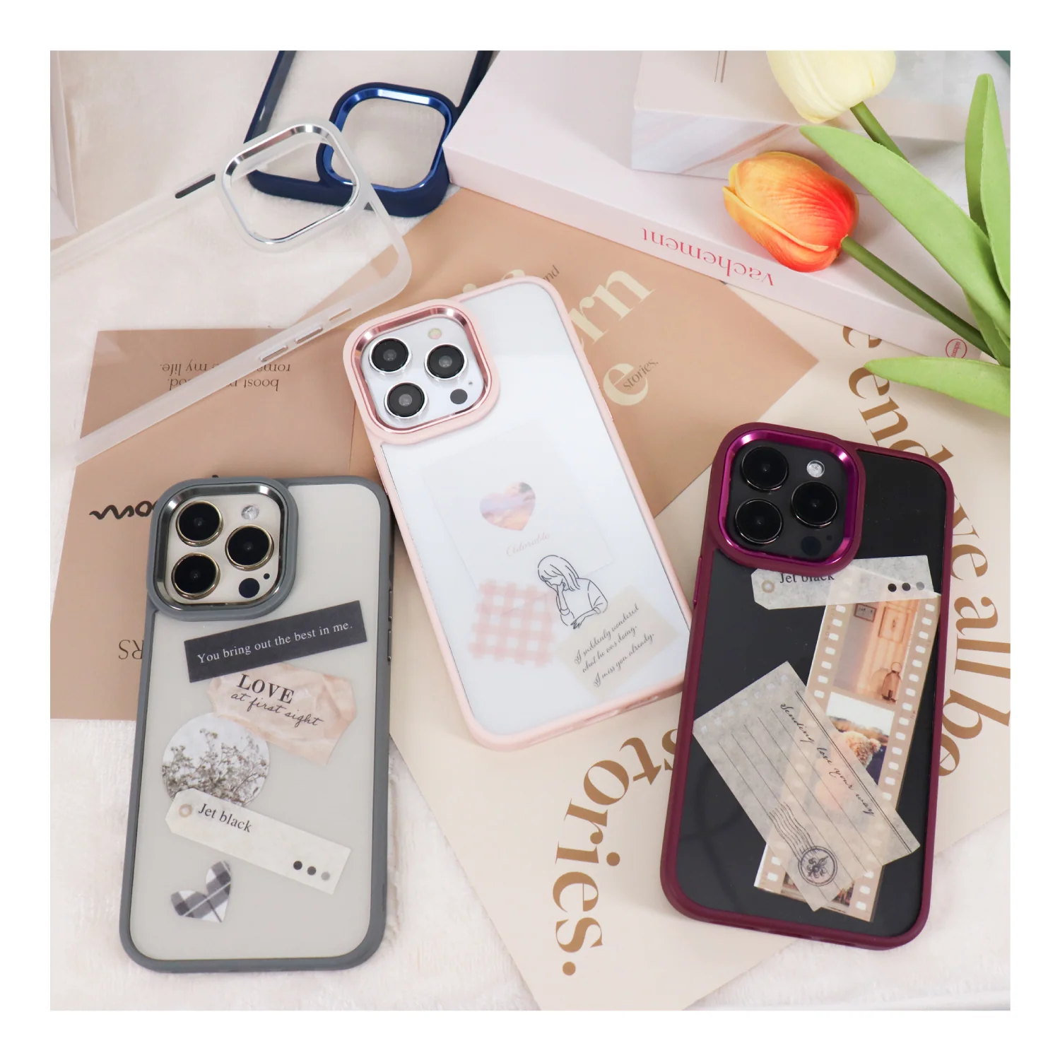 iPhoneケース カラーフレームクリアケース 無地 - Image 13