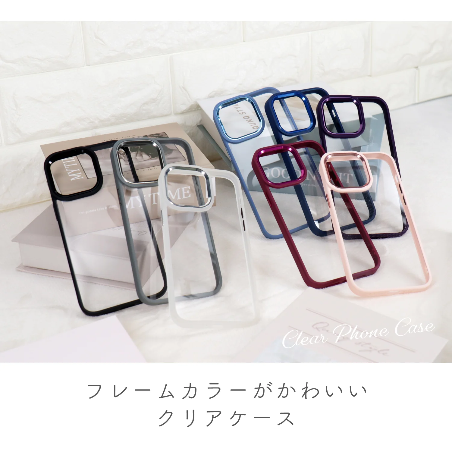 iPhoneケース カラーフレームクリアケース 無地 - Image 2
