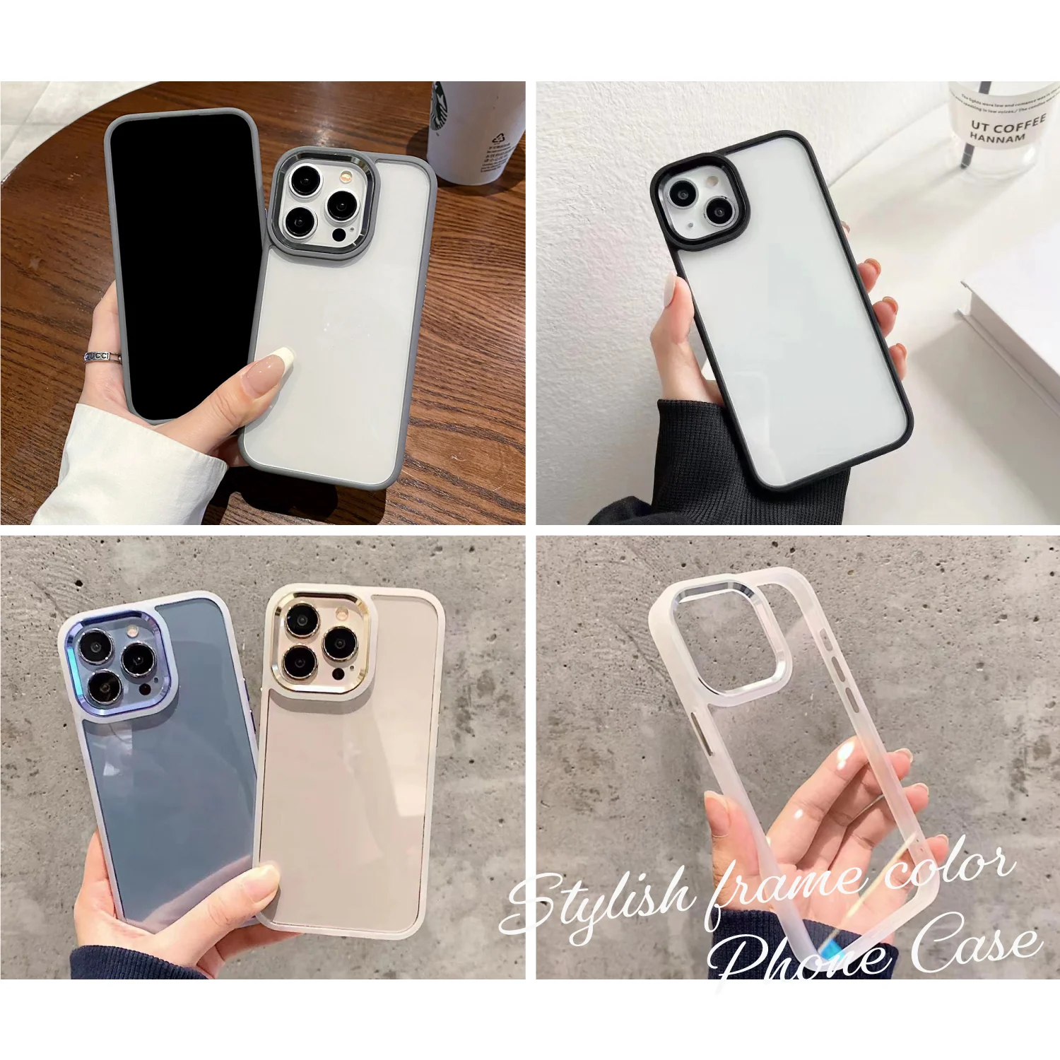 iPhoneケース カラーフレームクリアケース 無地 - Image 3