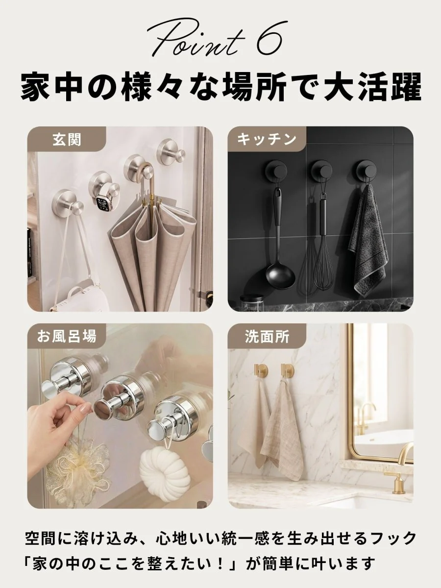吸盤フック 強力 SH-01 丸型タイプ ミラーシルバー 単品 - Image 10