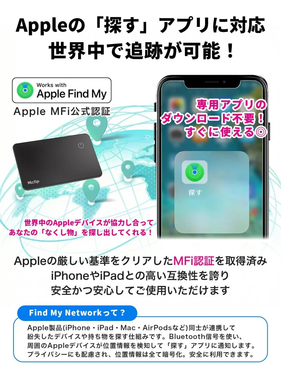 カード型 充電式 スマートタグ P055 ブラック 本体 - Image 7