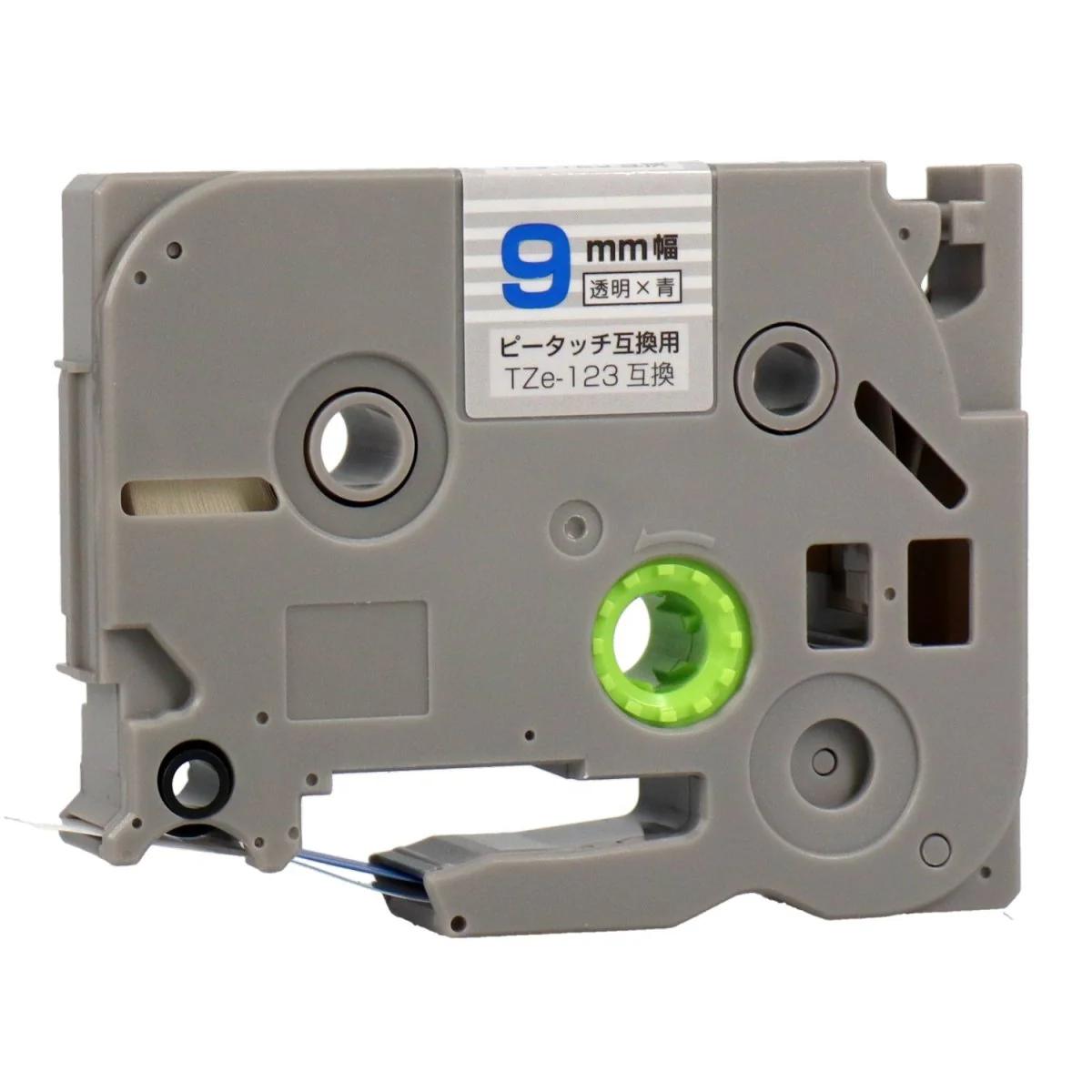 ブラザー用  ピータッチ用互換テープカートリッジ 透明×青文字 9mm