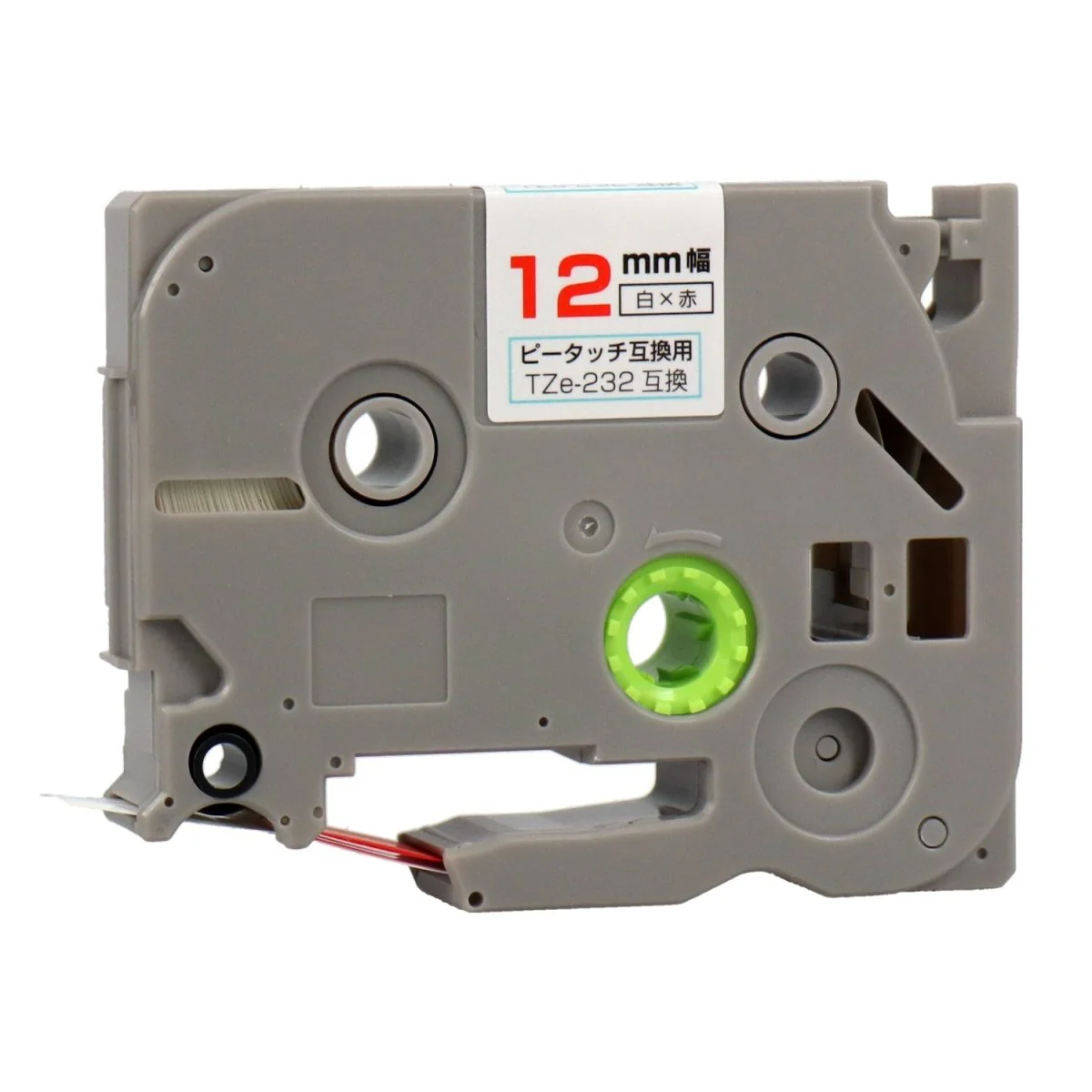 ブラザー用 TZe-232 ピータッチ用互換テープカートリッジ 白×赤文字 12mm - Image 8