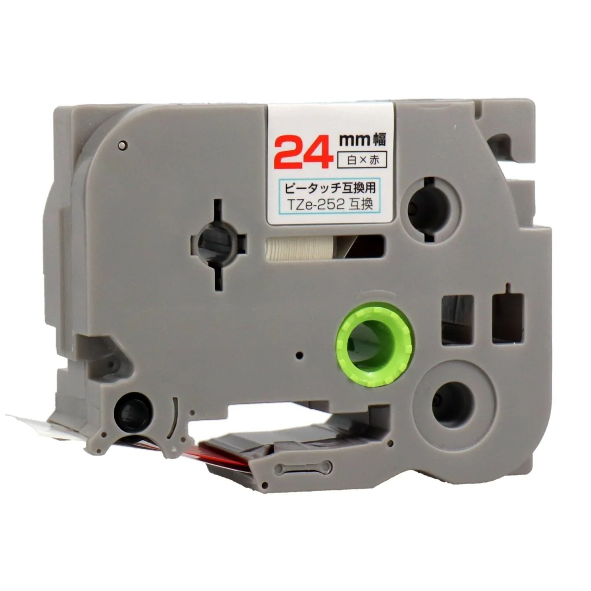 ブラザー用 TZe-252 ピータッチ用互換テープカートリッジ 白×赤文字 24mm - Image 8