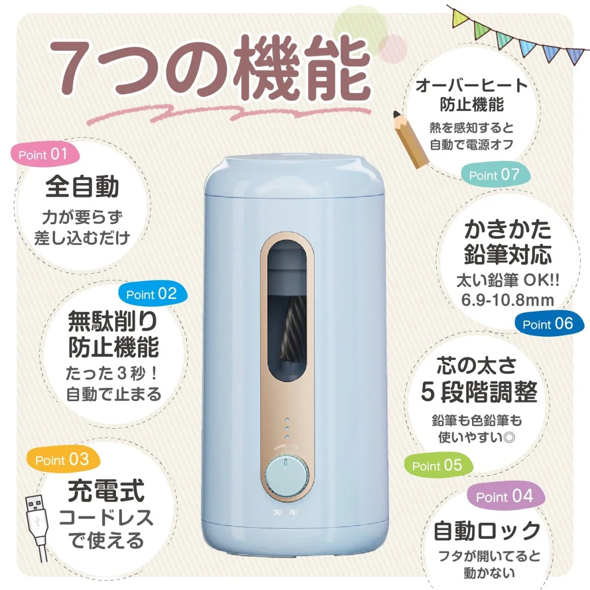 全自動鉛筆削り ＜ 太めのかきかた鉛筆も対応！ ＞ - Image 3