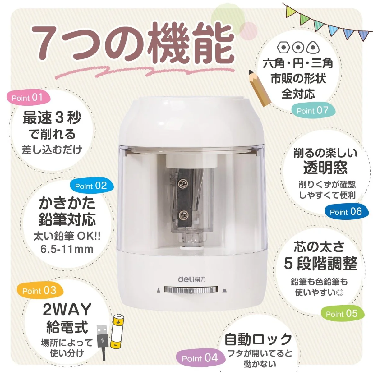 電動鉛筆削り モノトーンカラー - Image 2