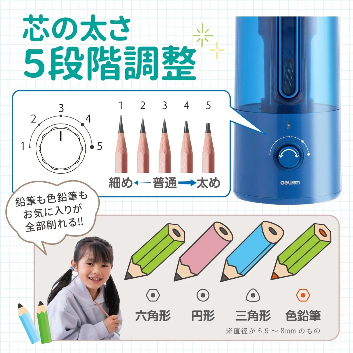 deli 完全自動 電動鉛筆削り - Image 9