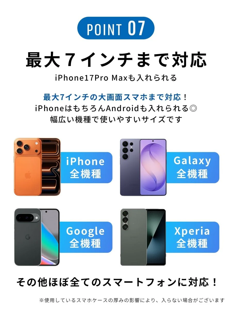 スマホ防水ケース 収納ポーチ一体型 WPC-19247 クリアブラック - Image 11