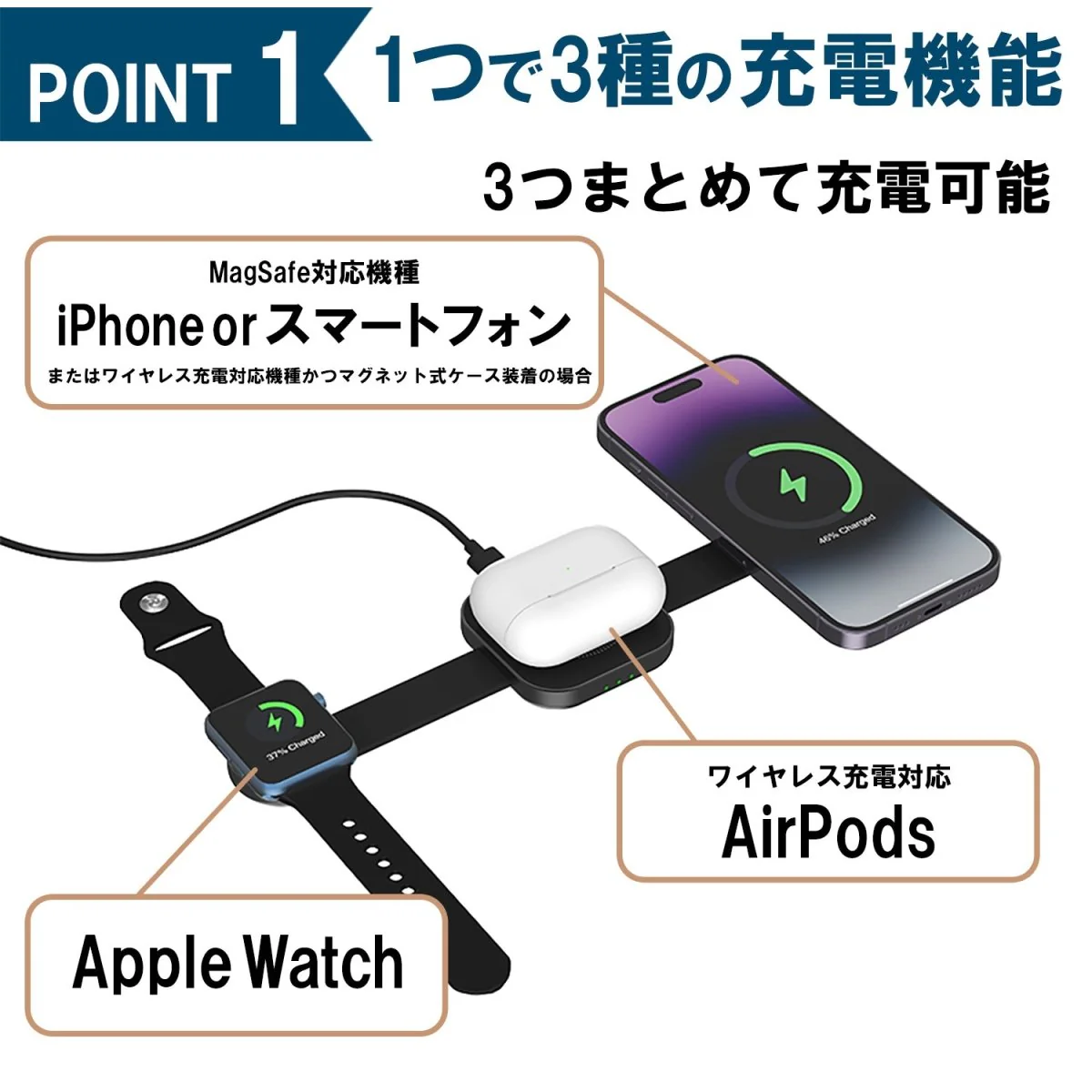 3in1 折り畳み型ワイヤレス充電器　AD10 - Image 4