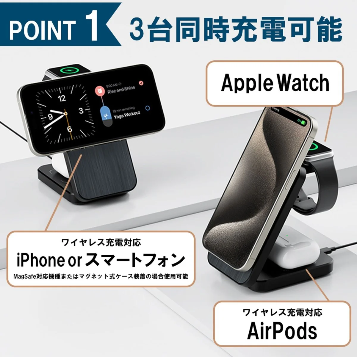 3in1 二つ折り型ワイヤレス充電器 角度調整可能 - Image 4